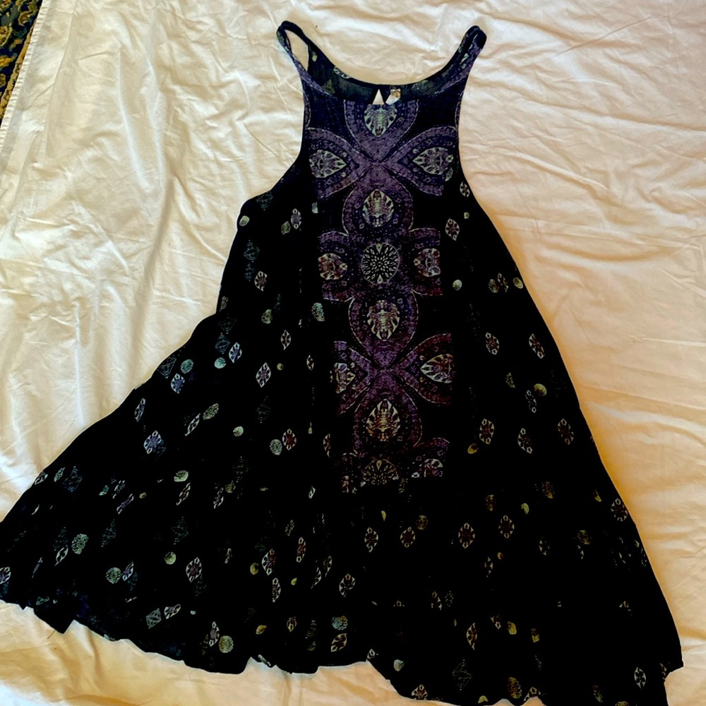Free People Printed Black pattern midi dress.  Size XS